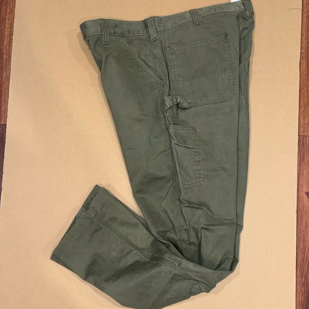 Mens Army Green Carhartt Carpenter Pants Size 38 x 34 Relaxed Fit - Picture 11 of 16